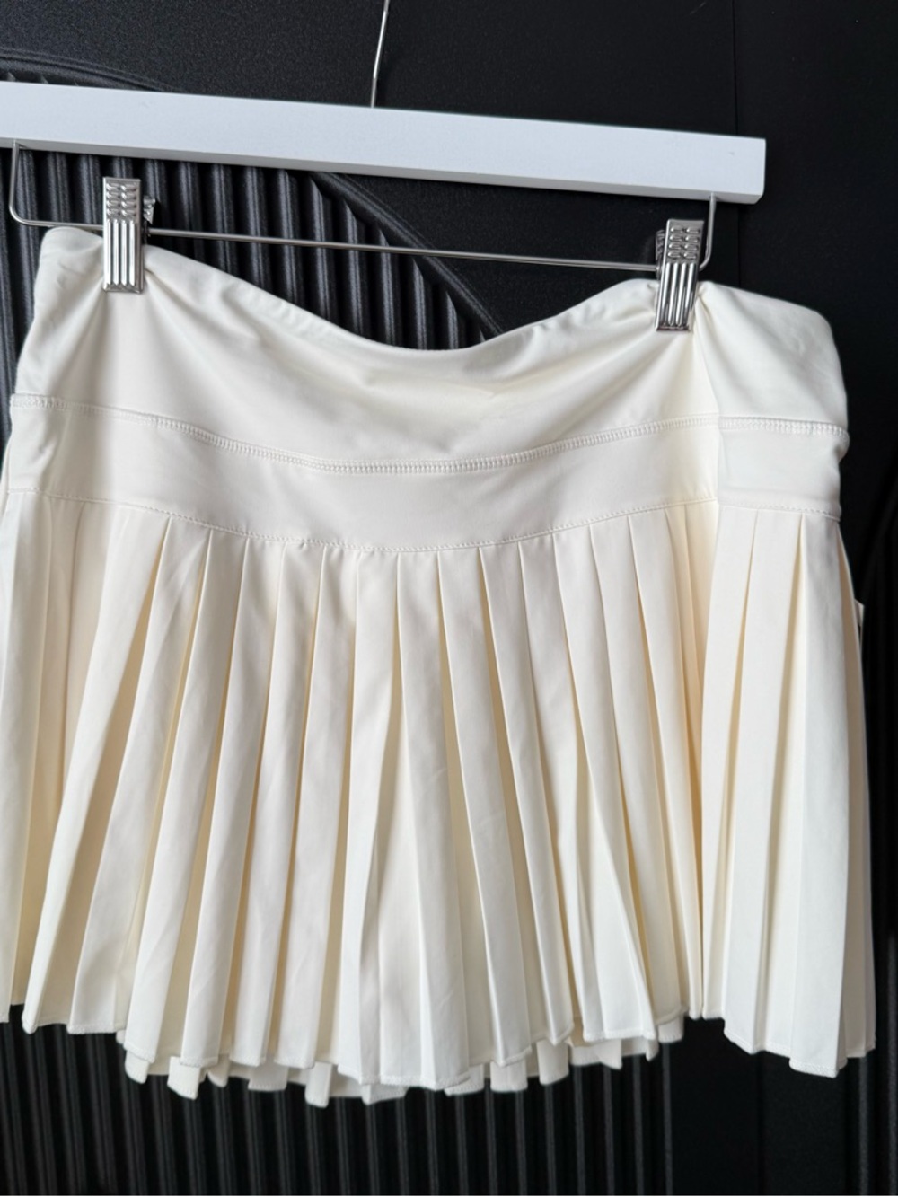 Pleated Circle Skater Mini Skirt in Cream